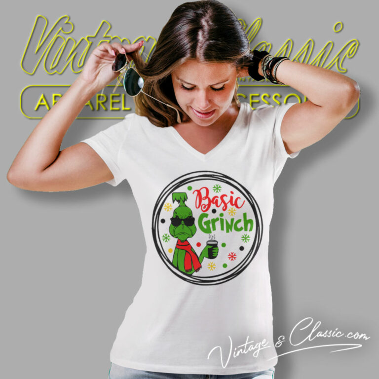 Basic Grinch Coffee Christmas V Neck TShirt Basic Grinch Coffee Christmas V Neck TShirt