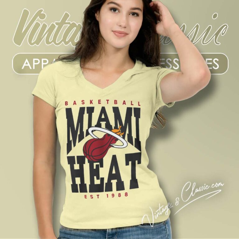 Basketball Miami Heat Est 1988 V Neck TShirt Basketball Miami Heat Est 1988 V Neck TShirt
