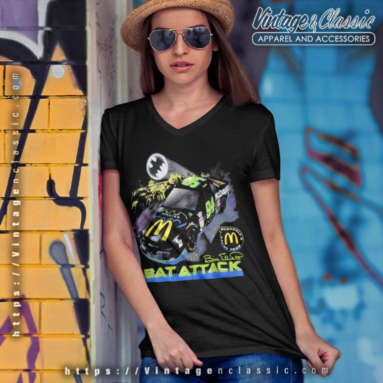 Batman Forever Nascar Bill Elliot Bat Attack V Neck TShirt Batman Forever Nascar Bill Elliot Bat Attack V Neck TShirt