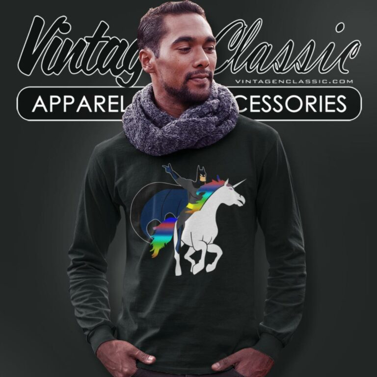 Batman Is Riding A Unicorn Long Sleeve Tee Batman Is Riding A Unicorn Long Sleeve Tee
