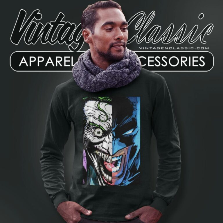 Batman Joker Half Face Long Sleeve Tee Batman Joker Half Face Long Sleeve Tee