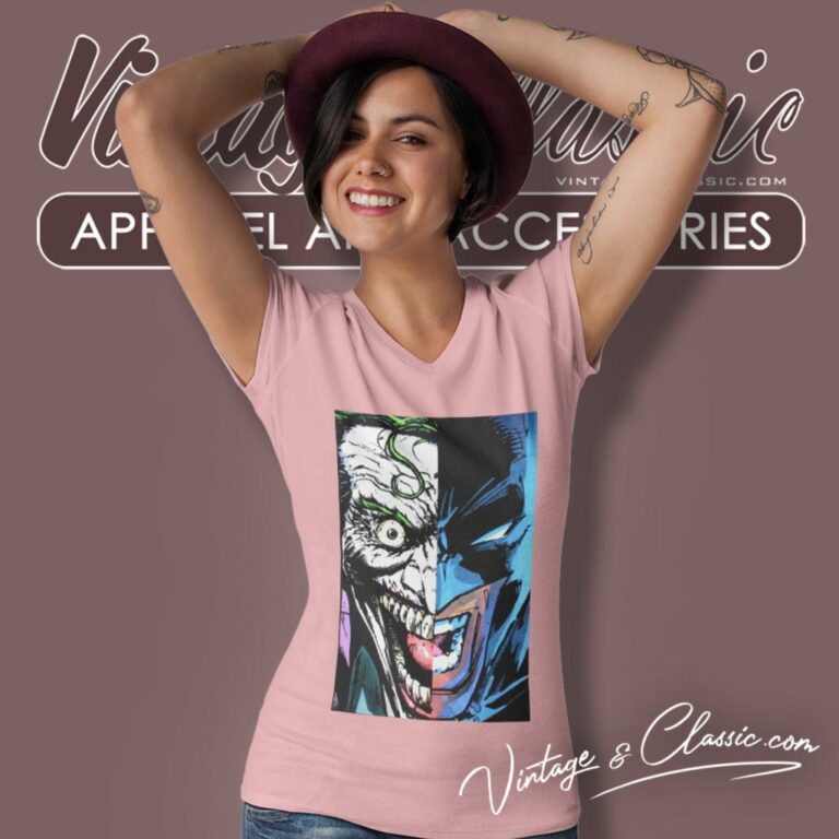 Batman Joker Half Face V Neck TShirt Batman Joker Half Face V Neck TShirt