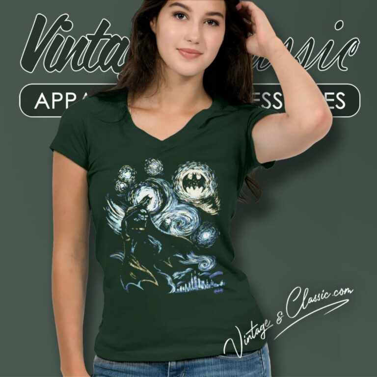 Batman Starry Night V Neck TShirt Batman Starry Night V Neck TShirt