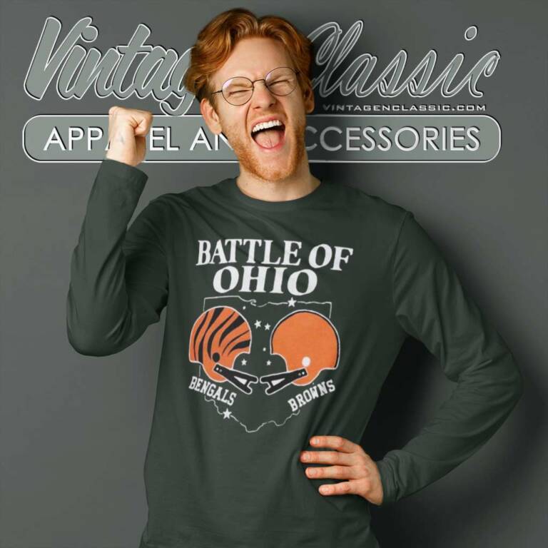 Battle Of Ohio Cincinnati Bengals And Cleveland Browns Long Sleeve Tee Battle Of Ohio Cincinnati Bengals And Cleveland Browns Long Sleeve Tee
