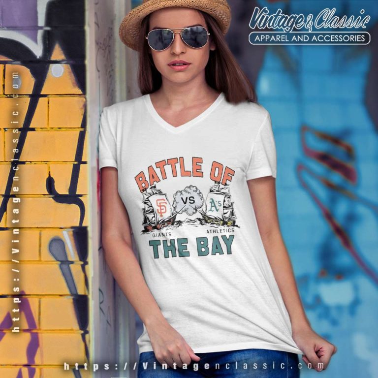 Battle Of The Bay San Francisco Giants Vs Oakland Athletics V Neck TShirt Battle Of The Bay San Francisco Giants Vs Oakland Athletics V Neck TShirt
