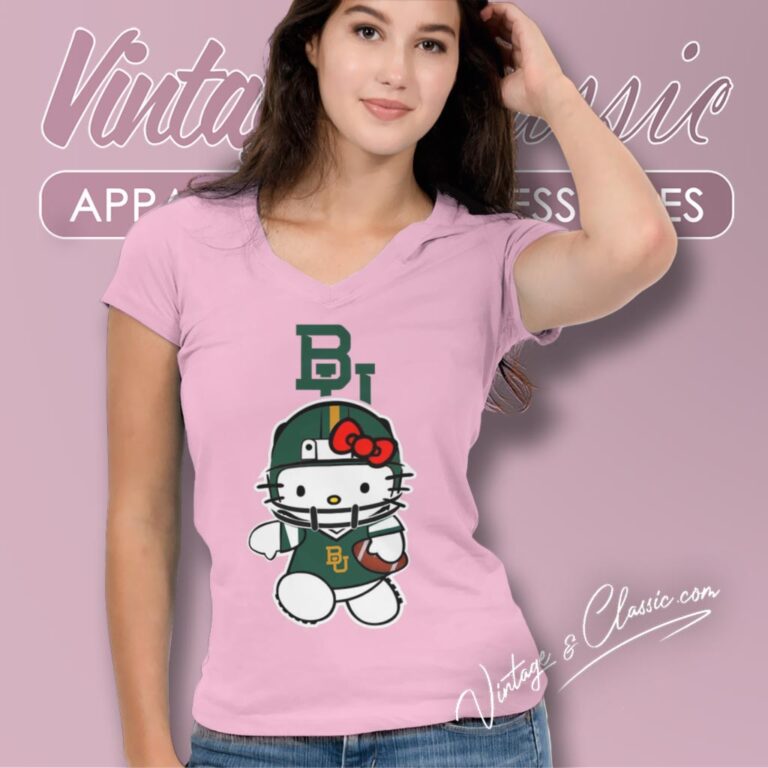 Baylor Bears Hello Kitty V Neck TShirt Baylor Bears Hello Kitty V Neck TShirt