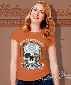 Baylor University Harley Davidson Skull Women T Shirt