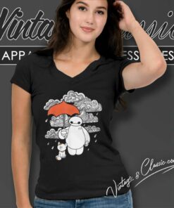 Baymax Patterned Rain Clouds V Neck TShirt