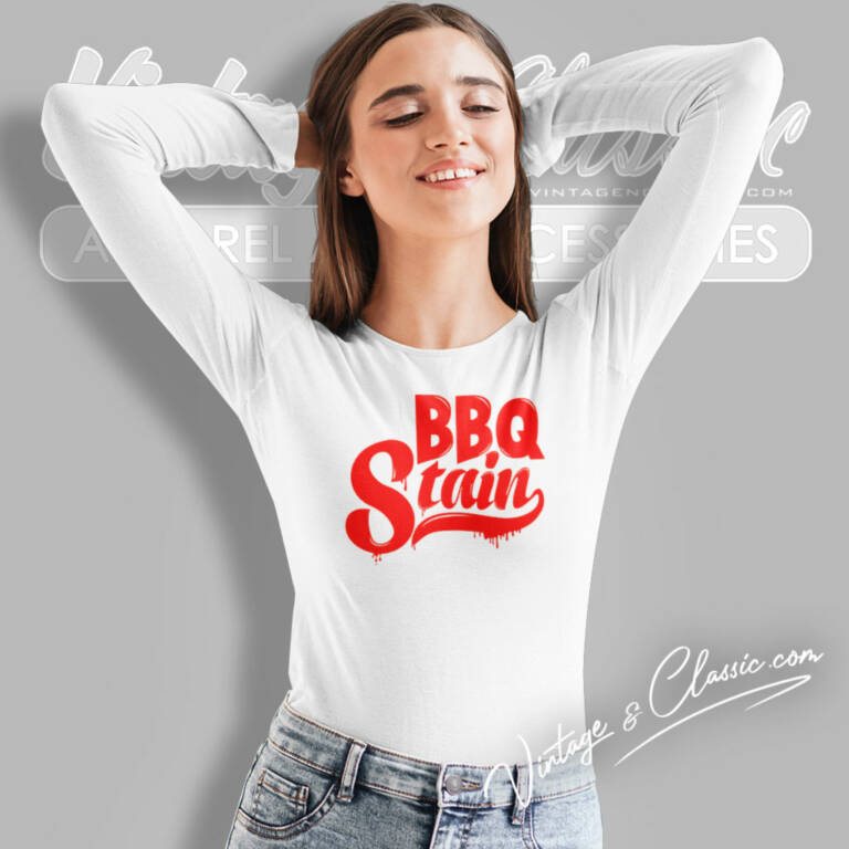 Bbq Stain On White Long Sleeve Tee Bbq Stain On White Long Sleeve Tee