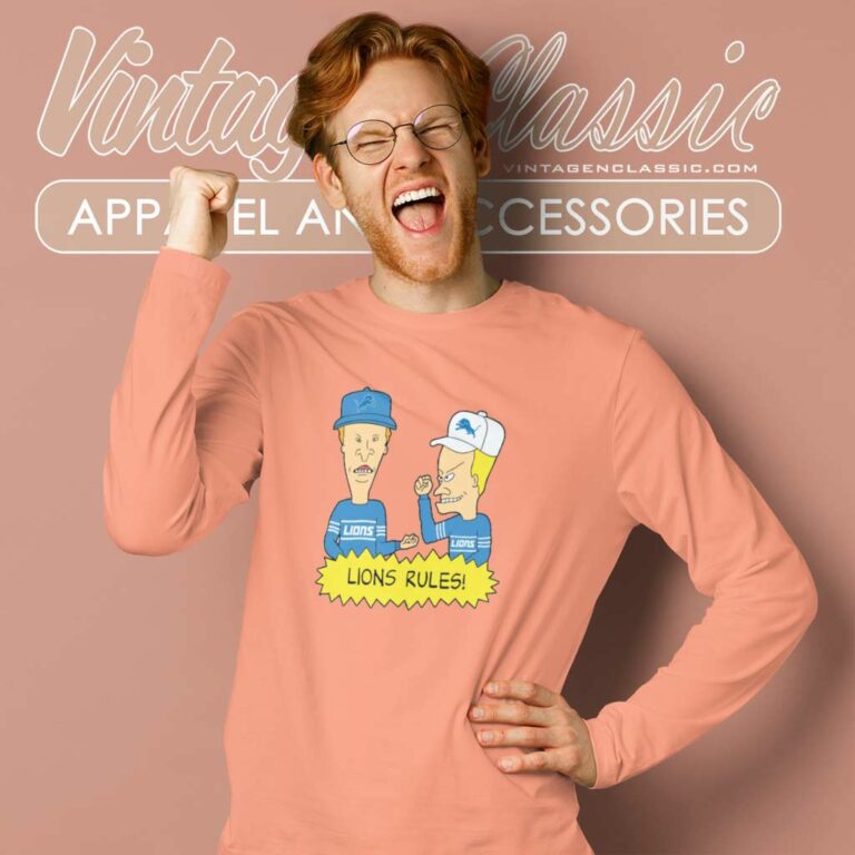Beavis And Butt Head Detroit Lions Rules Nfl Long Sleeve Tee Beavis And Butt Head Detroit Lions Rules Nfl Long Sleeve Tee