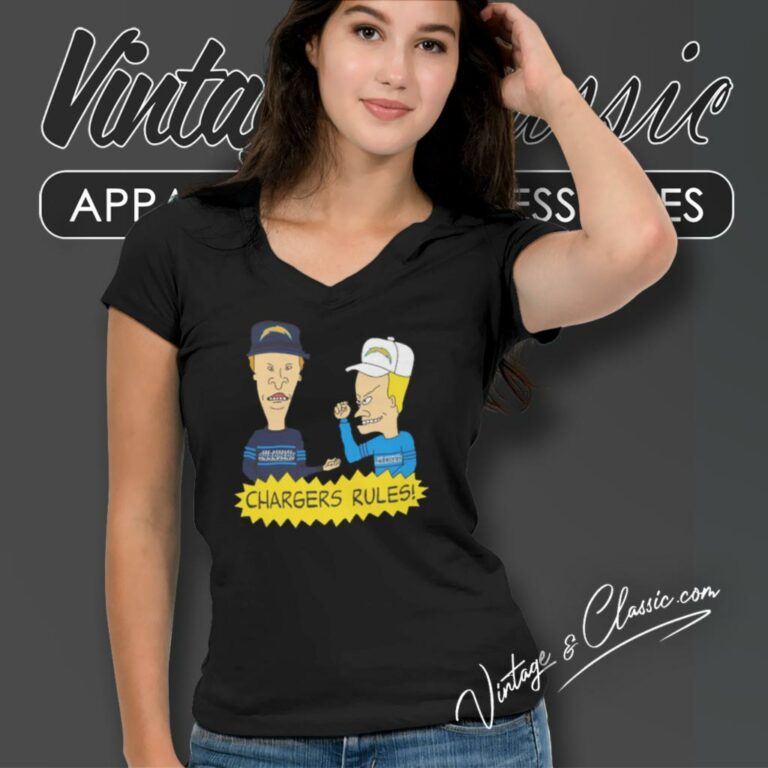 Beavis And Butt Head Los Angeles Chargers Rules V Neck TShirt Beavis And Butt Head Los Angeles Chargers Rules V Neck TShirt