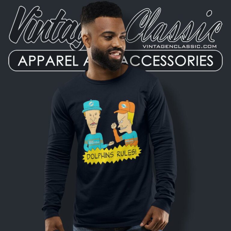 Beavis And Butt Head Miami Dolphins Rules Long Sleeve Tee Beavis And Butt Head Miami Dolphins Rules Long Sleeve Tee