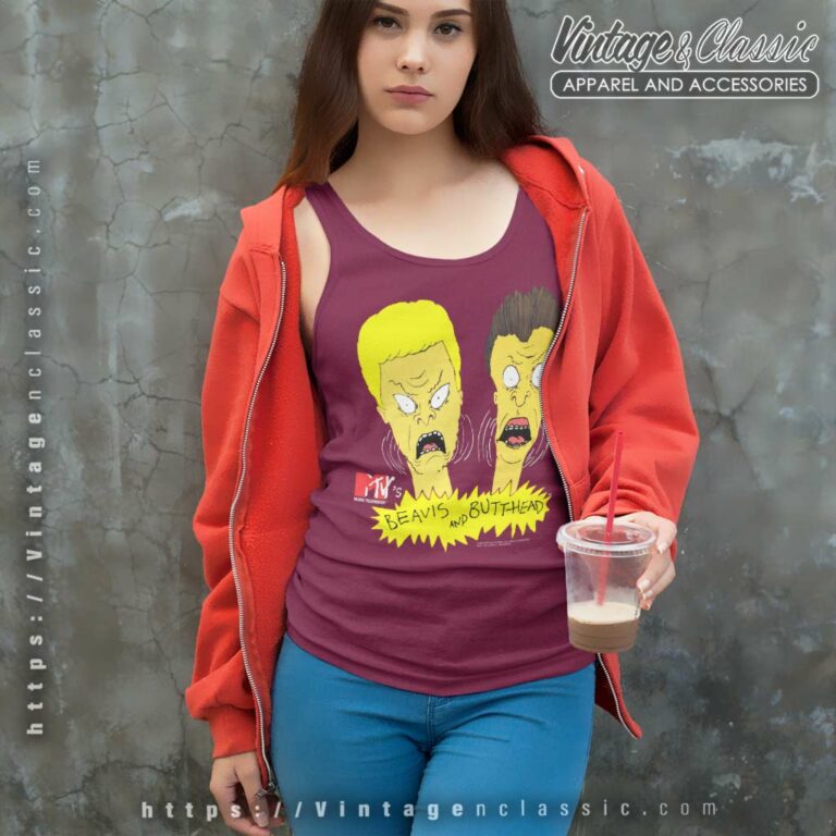 Beavis And Butt Head Scared Tank Top Racerback Beavis And Butt Head Scared Tank Top Racerback