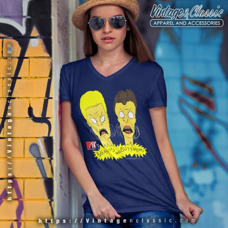 Beavis And Butt Head Scared V Neck TShirt Beavis And Butt Head Scared V Neck TShirt