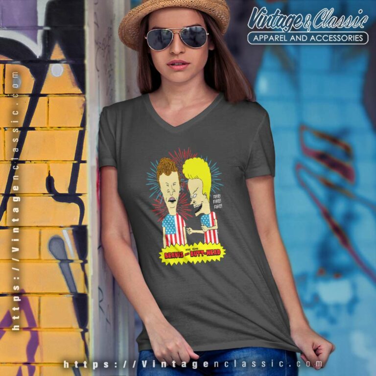 Beavis And Butt Head Usa Fire V Neck TShirt Beavis And Butt Head Usa Fire V Neck TShirt