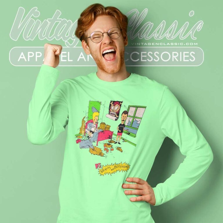 Beavis And Butt Head Wrecked Room Long Sleeve Tee Beavis And Butt Head Wrecked Room Long Sleeve Tee