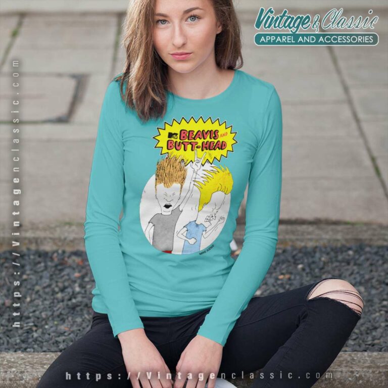 Beavis And Butthead Air Guitar Long Sleeve Tee Beavis And Butthead Air Guitar Long Sleeve Tee