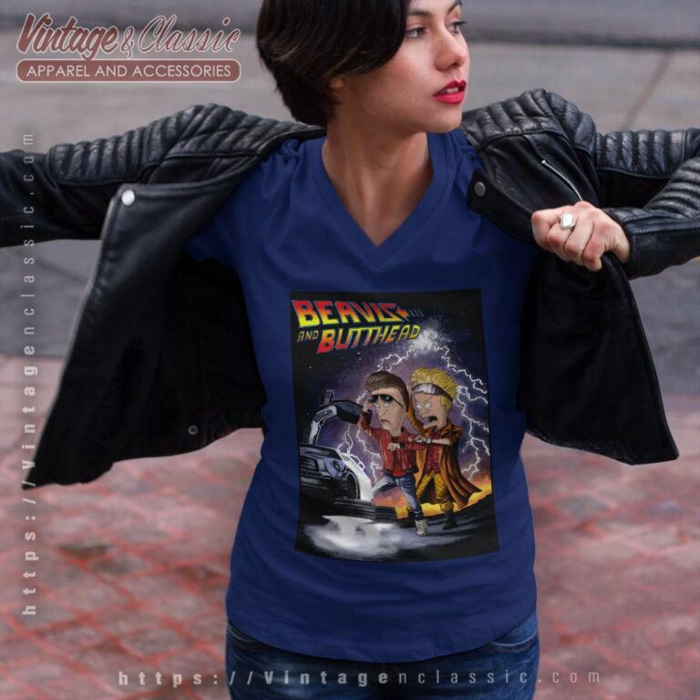 Beavis And Butthead Back To The Future V Neck TShirt Beavis And Butthead Back To The Future V Neck TShirt
