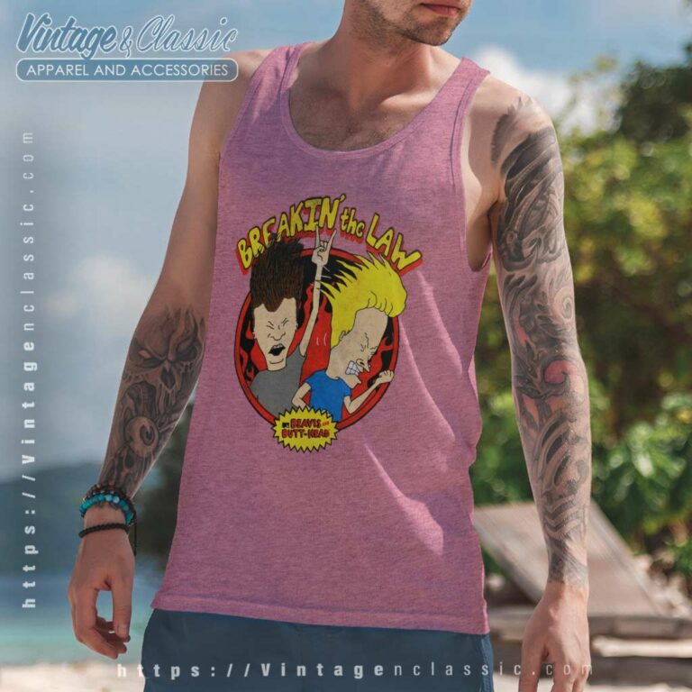 Beavis And Butthead Breakin The Law Tank Top Racerback Beavis And Butthead Breakin The Law Tank Top Racerback