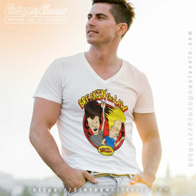 Beavis And Butthead Breakin The Law V Neck TShirt Beavis And Butthead Breakin The Law V Neck TShirt
