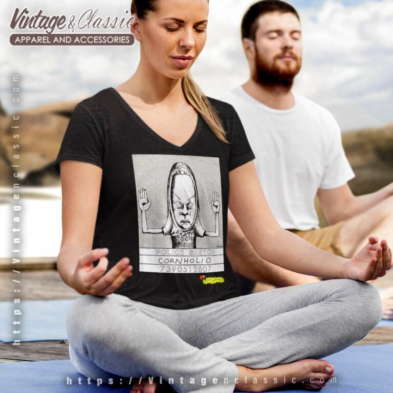 Beavis And Butthead Cornholio Police Sketch V Neck TShirt Beavis And Butthead Cornholio Police Sketch V Neck TShirt