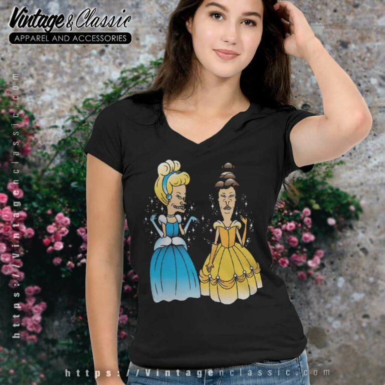 Beavis And Butthead Disney Princess V Neck TShirt Beavis And Butthead Disney Princess V Neck TShirt