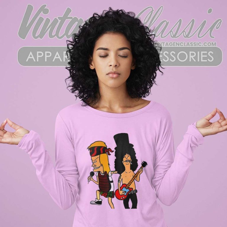 Beavis And Butthead Guns N Roses Long Sleeve Tee Beavis And Butthead Guns N Roses Long Sleeve Tee