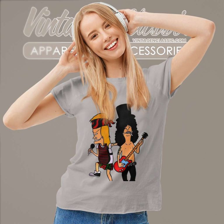 Beavis And Butthead Guns N Roses Women TShirt Beavis And Butthead Guns N Roses Women TShirt