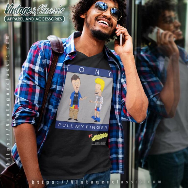 Beavis And Butthead Mtv Tony Pull My Finger V Neck TShirt Beavis And Butthead Mtv Tony Pull My Finger V Neck TShirt