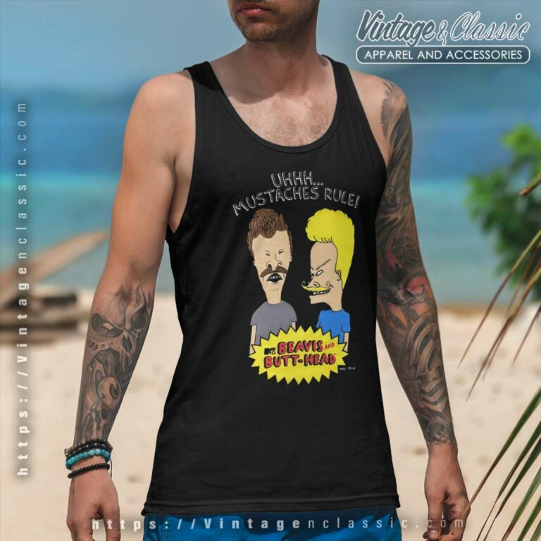 Beavis And Butthead Mustaches Rule Tank Top Racerback Beavis And Butthead Mustaches Rule Tank Top Racerback