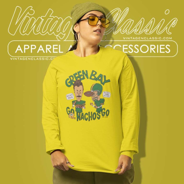 Beavis And Butthead X Green Bay Packers Nachos Long Sleeve Tee Beavis And Butthead X Green Bay Packers Nachos Long Sleeve Tee