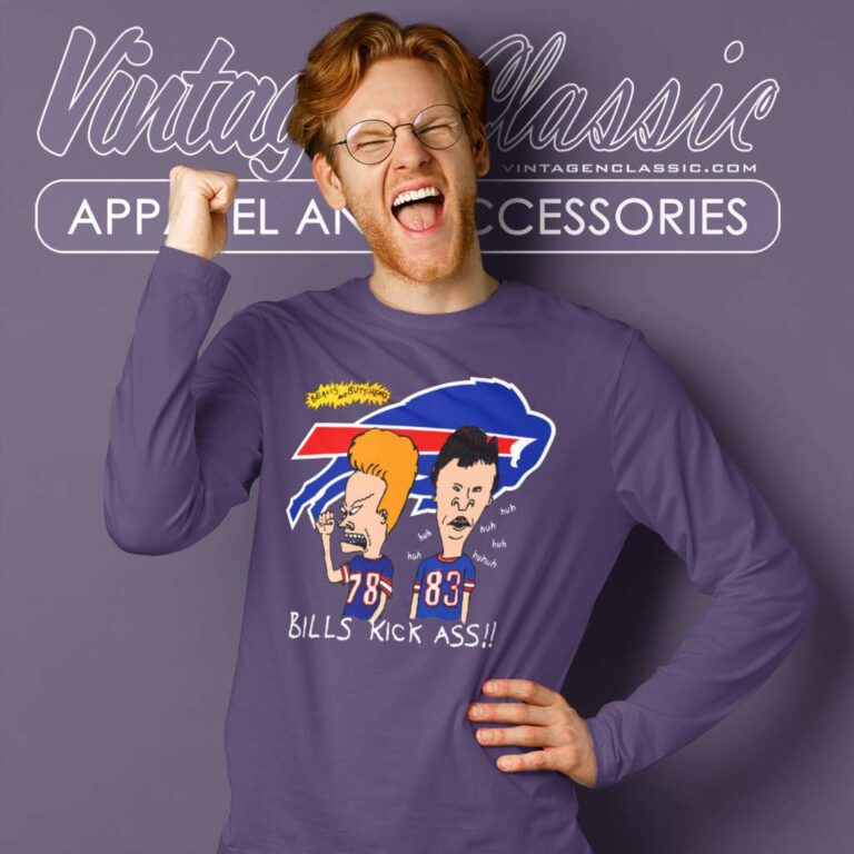 Beavis Butthead Buffalo Bills Kick Ass Long Sleeve Tee Beavis Butthead Buffalo Bills Kick Ass Long Sleeve Tee