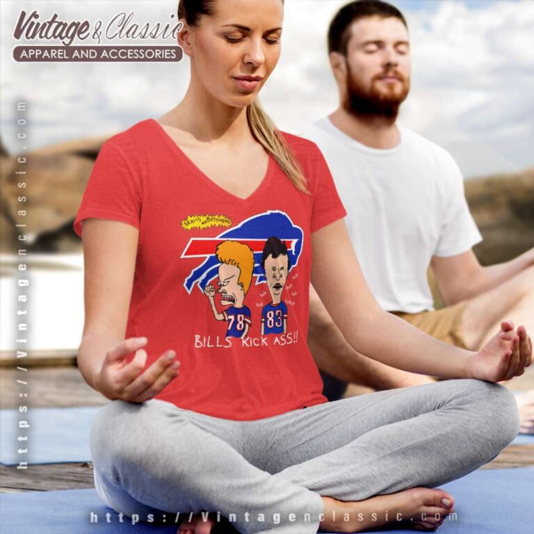Beavis Butthead Buffalo Bills Kick Ass V Neck TShirt Beavis Butthead Buffalo Bills Kick Ass V Neck TShirt