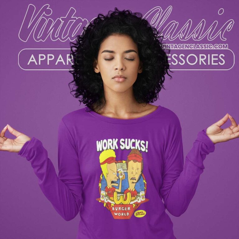 Beavis Butthead Work Sucks Burger World Long Sleeve Tee Beavis Butthead Work Sucks Burger World Long Sleeve Tee