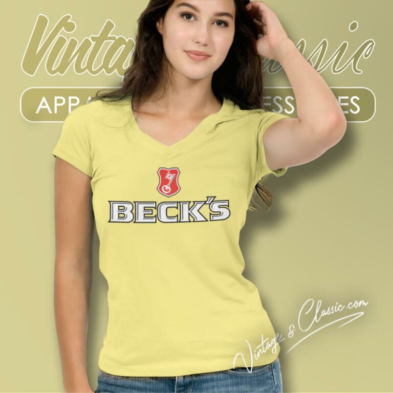 Becks Beer Logo V Neck TShirt Becks Beer Logo V Neck TShirt