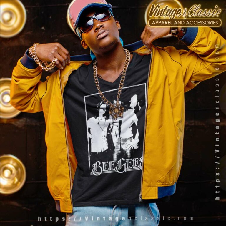 Bee Gees Live Distressed Artistic V Neck TShirt Bee Gees Live Distressed Artistic V Neck TShirt