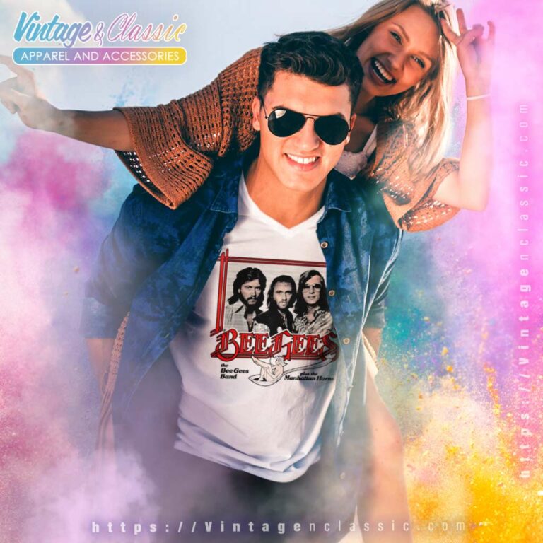 Bee Gees Shirt 1975 Waterloo On Concert V Neck TShirt Bee Gees Shirt 1975 Waterloo On Concert V Neck TShirt