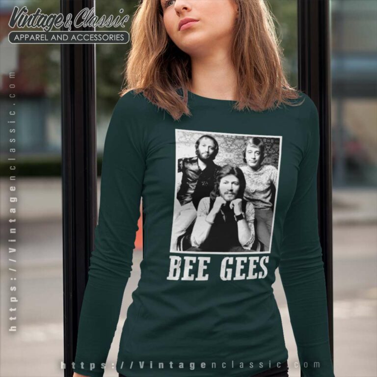 Bee Gees Shirt Design Black And White Long Sleeve Tee Bee Gees Shirt Design Black And White Long Sleeve Tee