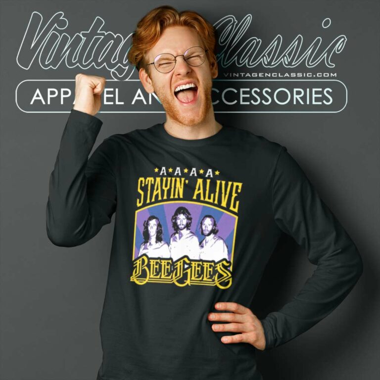 Bee Gees Shirt Stayin Alive Long Sleeve Tee Bee Gees Shirt Stayin Alive Long Sleeve Tee