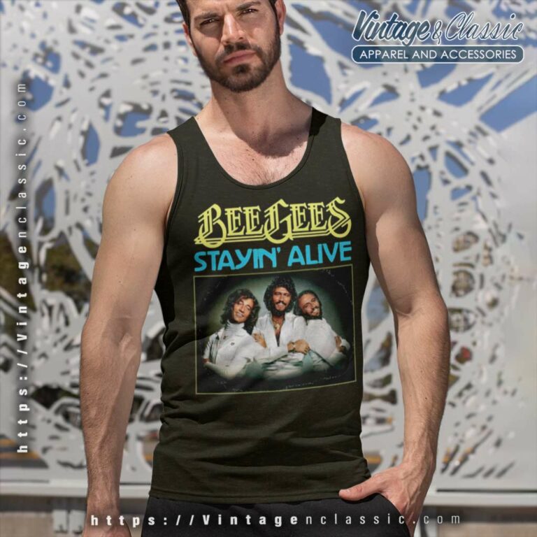 Bee Gees Stayin Alive Tank Top Racerback Bee Gees Stayin Alive Tank Top Racerback