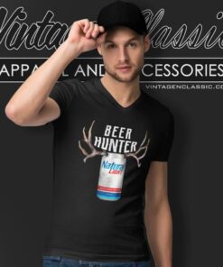Beer Hunter Natural Light Reindeer V Neck TShirt