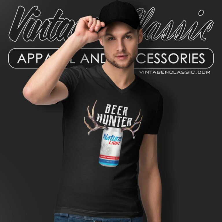 Beer Hunter Natural Light Reindeer V Neck TShirt Beer Hunter Natural Light Reindeer V Neck TShirt