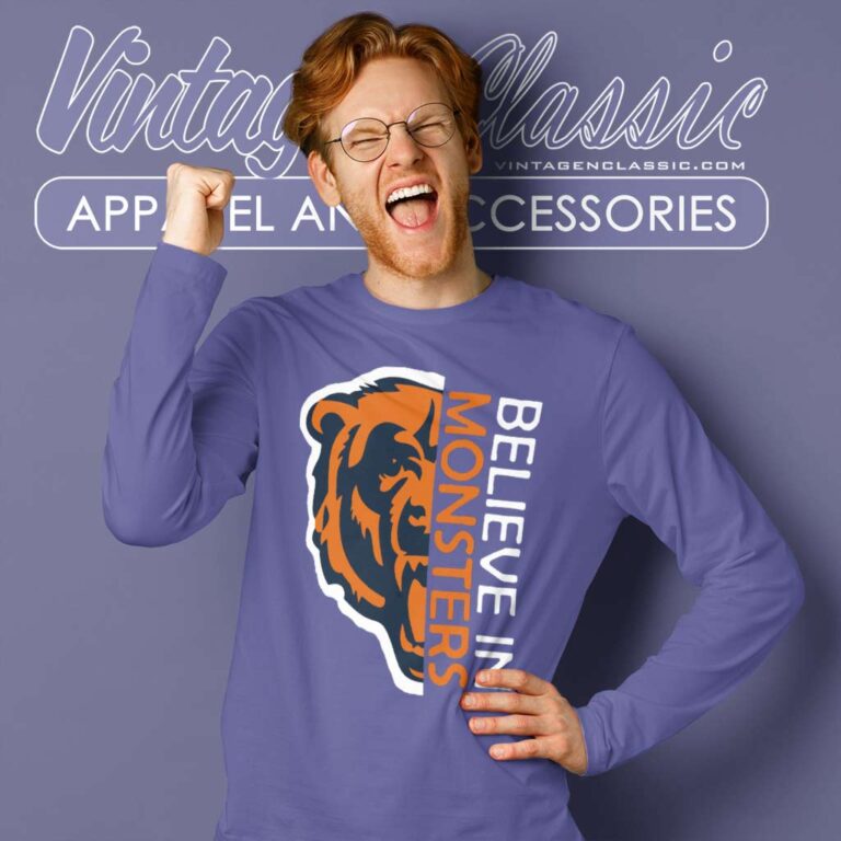 Believe In Monsters Chicago Bears Long Sleeve Tee Believe In Monsters Chicago Bears Long Sleeve Tee