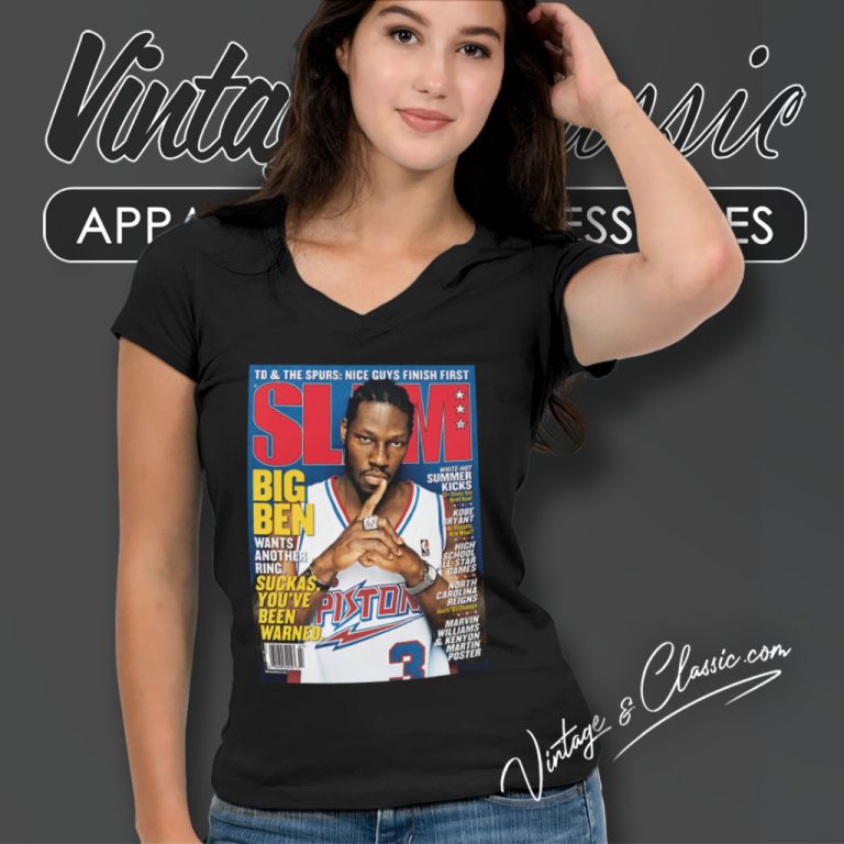 Ben Wallace Detroit Pistons Nba Slam V Neck TShirt Ben Wallace Detroit Pistons Nba Slam V Neck TShirt