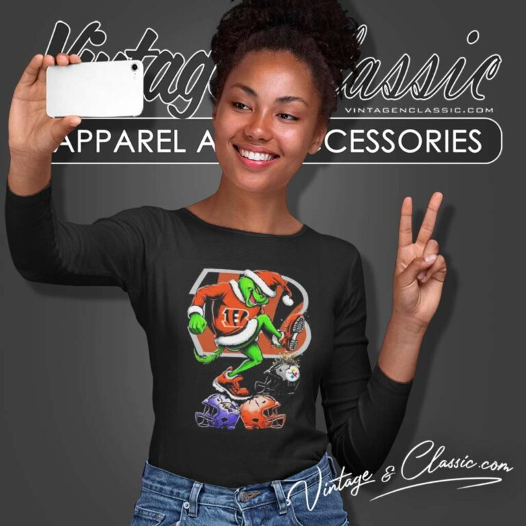 Bengals The Grinch Stomp On Nfl Teams Christmas Long Sleeve Tee Bengals The Grinch Stomp On Nfl Teams Christmas Long Sleeve Tee