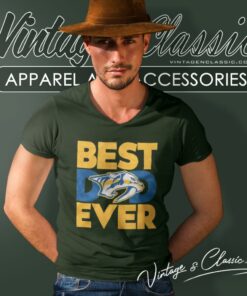 Best Dad Ever Nhl Nashville Predators Happy Fathers Day V Neck TShirt