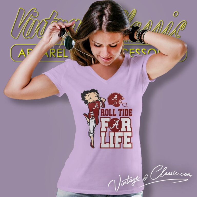Betty Boop Alabama Crimson Tide For Life V Neck TShirt Betty Boop Alabama Crimson Tide For Life V Neck TShirt