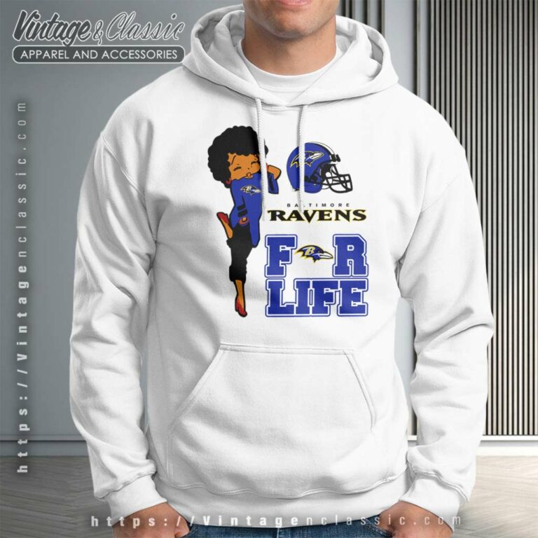 Betty Boop Baltimore Ravens For Life Hoodie Betty Boop Baltimore Ravens For Life Hoodie