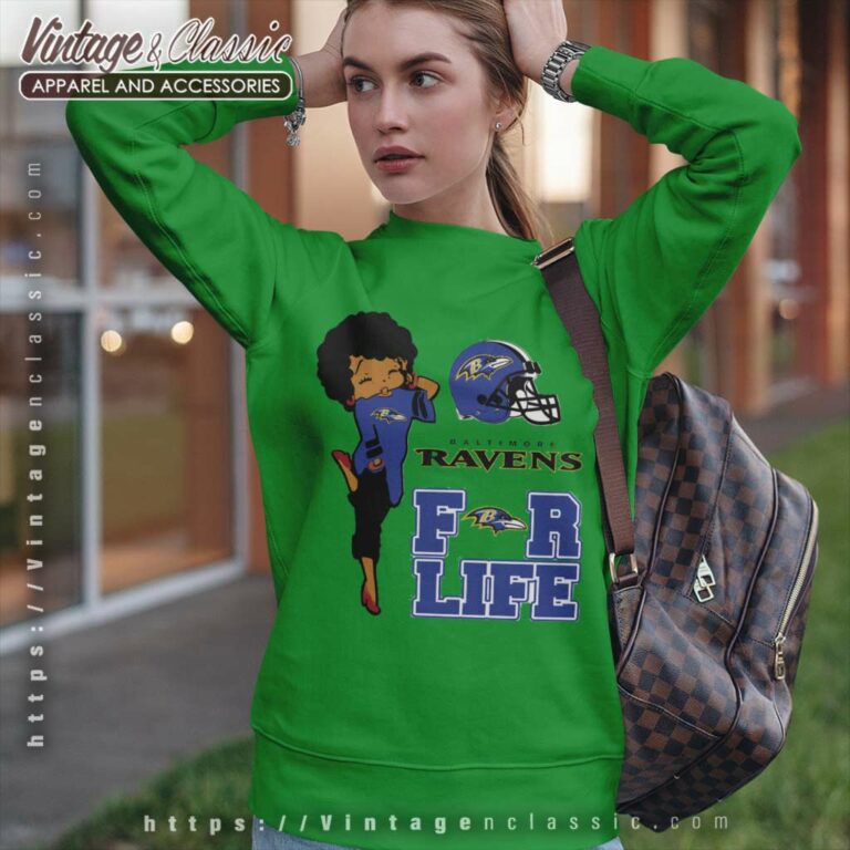 Betty Boop Baltimore Ravens For Life Sweatshirt Betty Boop Baltimore Ravens For Life Sweatshirt