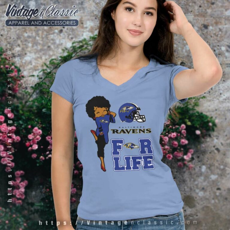 Betty Boop Baltimore Ravens For Life V Neck TShirt Betty Boop Baltimore Ravens For Life V Neck TShirt